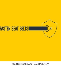 Poster safety when driving a car. Protecting health and life from injury. Vector minimalistic poster