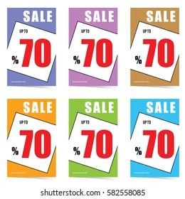 poster of sale 70 percent set in color design art illustration