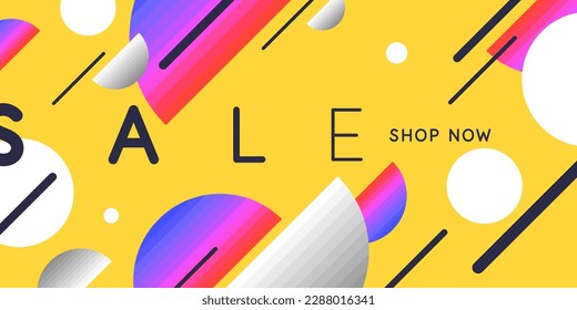 Poster sale. Bright abstract background with geometric elements. A composition of shapes.