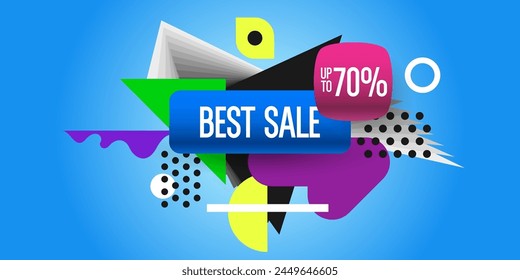Poster sale. Bright abstract background with various geometric elements. A composition of various shapes. A template for creative work.