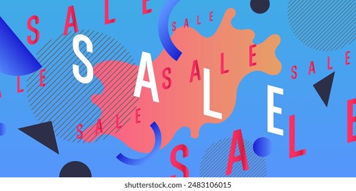 Poster sale. Bright abstract background with various geometric elements. A composition of various shapes. A template for creative work.