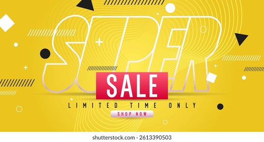 Poster sale. Bright abstract background with various geometric elements. A composition of various shapes. A template for creative work.