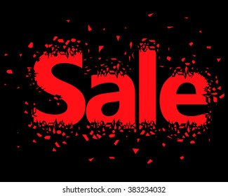 Poster Sale. Explosion of red text. Vector illustration