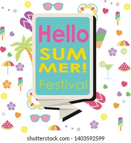 poster sale hello summer with icon cute