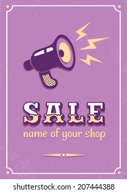 Poster for sale with megaphone in western style
