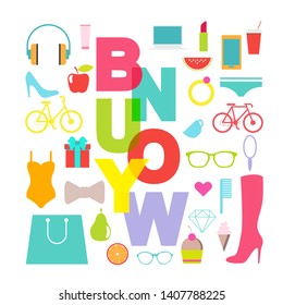 Poster for sale or shopping. Vector illustartion. Text buy now. 
