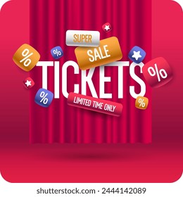 Poster sale of tickets. Modern vector graphics