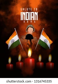 Poster For Salute Indian Army And Creative Design Illustration With Brush Stock