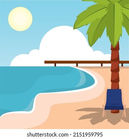 Poster sand beach landscape vector illustration