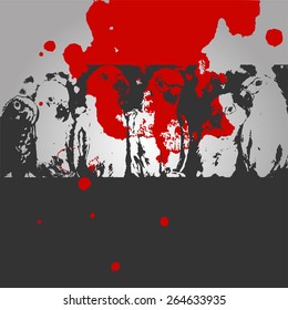 Poster save parrots.Modern image of parrots on a gray background.
