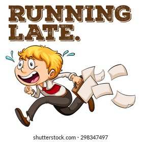 Poster of a saying Running Late with a boy running 