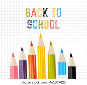 Poster school Educational back to school written on paper in a cage. Vector illustration