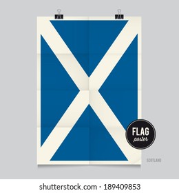 Poster of the Scotland flag. Vintage folds and shadows effects are editable thanks to different layers.