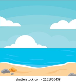 Poster sea beach landscape vector illustration