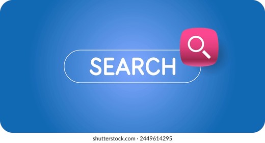 A poster with a search bar. Search for useful information on request. Vector graphics in a modern style. Design elements for creativity.