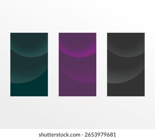Poster-Set mit abstraktem Hintergrund in Premium- und eleganten Farben von Smaragdgrün, juwelenfarbenem Lila und Grau geeignet für Broschüren, Visitenkarten und Werbeplakate