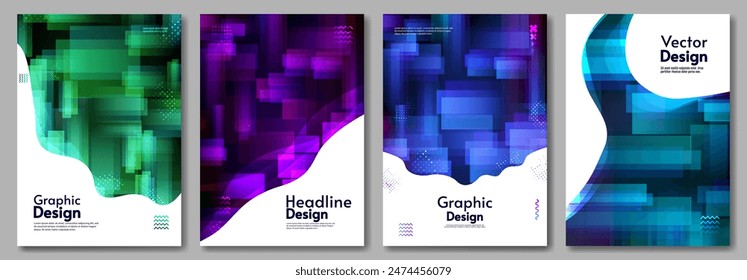 Conjunto de póster con Formas de degradado de colores abstractos. Plantilla de diseño para flyer, póster, Anuncio. Ilustración vectorial. 