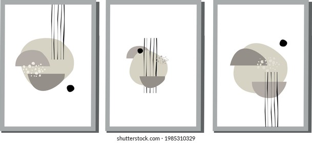 
poster with set of abstract elements of geometric shapes in minimalist style