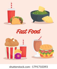 poster of set of delicious food vector illustration design
