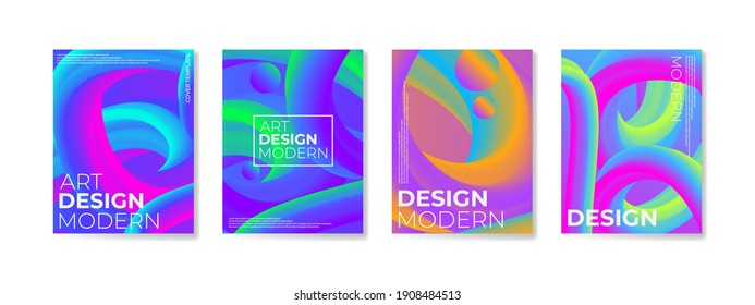 Poster set with gradient shapes composition background for corporate brochure and banner