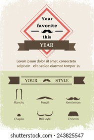 Poster with set of mustache with place for text 