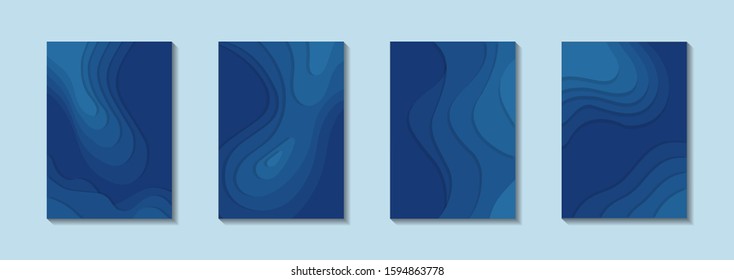 poster set with papercut style