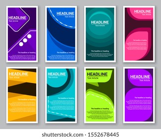 poster set templates with colour option. annual report paper printout. vector illustration