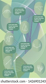 Poster with Set of travel and camping equipment icons. Vector illustration