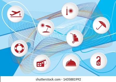 Poster with Set of travel icons. Vector illustration