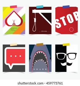 poster set in various item attractive illustration in colorful