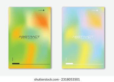 poster set vector with mesh background abstract look , trendy modern bauhaus style