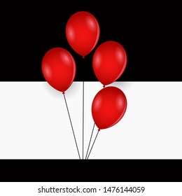 Poster sets or flyers designed with balloons and confetti. Vector illustration. Location for messages