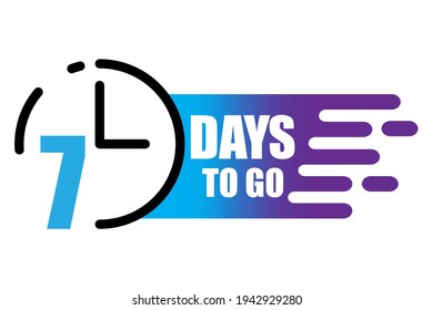 poster with seven days to go. Discount tag badge shape. Promotion, special discount poster design. Stock Image. EPS 10.