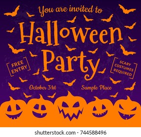 Poster with shadow of pumpkins - invitation for Halloween Party. Vector.