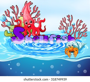 Poster of shellfish in water illustration