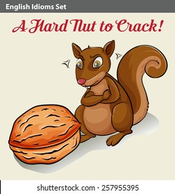 Poster showing an English idom showing a hard nut