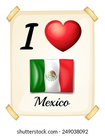 A poster showing the love of Mexico on a white background