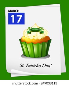Afiche que muestra el 17 de marzo con un fondo verde
