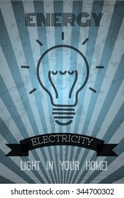Poster with sign light bulb. 