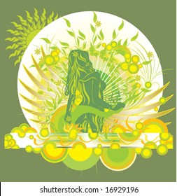 poster with silhouette of the girl and plants