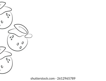 poster with a simple icon of an orange with a tail drawn in line art style, for various designs and patterns