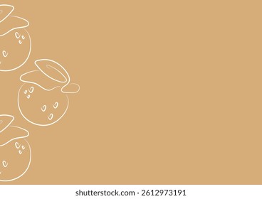 poster with a simple icon of an orange with a tail drawn in line art style on a yellow background, for various designs and patterns