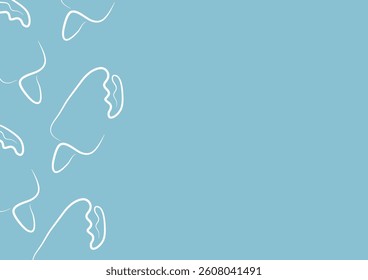 poster with a simple icon of a rectangular ice cream on a stick drawn with a single outline in line art style on a blue background