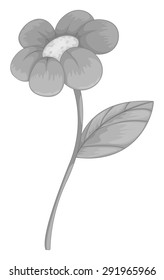 Poster of a single flower in gray color on a white background