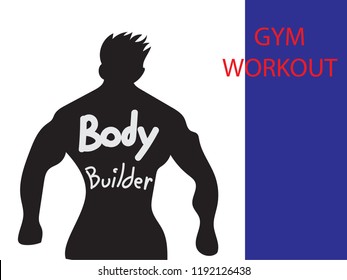 poster of six pack abs body builder gym work out man with copy space