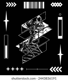 poster skeleton in cool frame brutalism design