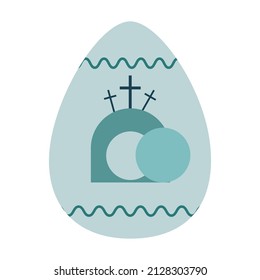 Poster sketch with Easter cave and crosses. Easter background. Empty cave and crosses. Vector illustration. stock image. 