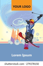 Poster skiing. Vector