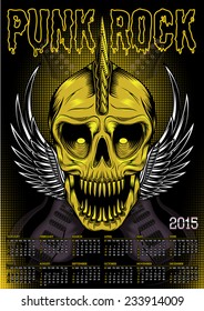 poster with skull and calendar for punk rock