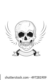 Poster Skull White. Vector Illustration